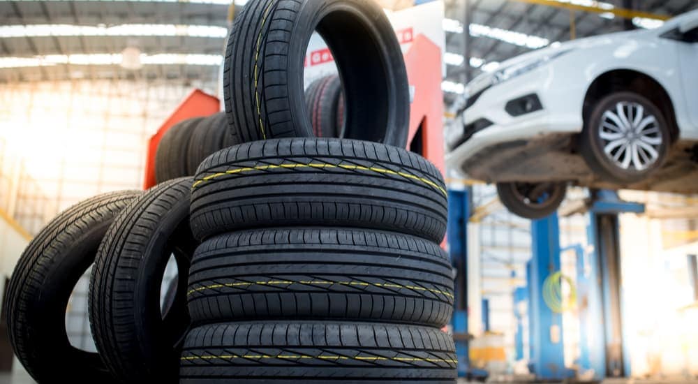 A stack of tires at a service center in Wilmington.